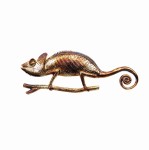 Broszka srebrna - Kameleon duży brązowy