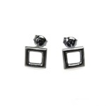 Mini kwadraciki - kolczyki srebrne oksydowane