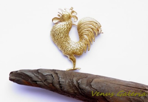 Broszka srebrna - Złoty kogut