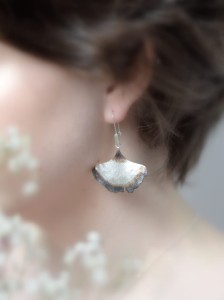 Kolczyki srebrne - Podpalane miłorzęby duże