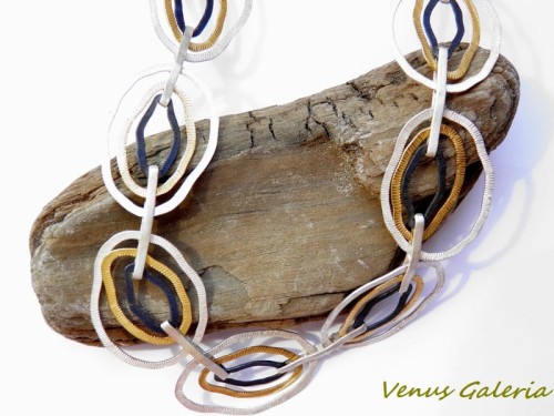 Naszyjnik srebrny - Frywolne w trzech kolorach