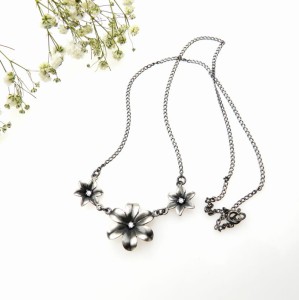 Naszyjnik srebrny handmade - Niezapominajki