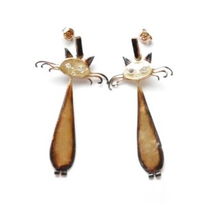 Kolczyki srebrne- Kot Giler brązowy sztyft