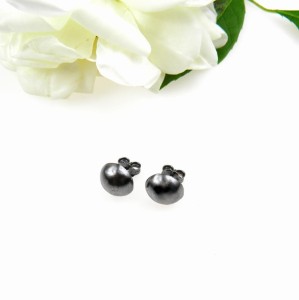 Czarne guziczki - kolczyki srebrne