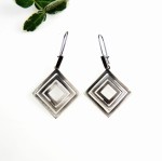 Kolczyki srebrne oksydowane - Quadratum na biglach