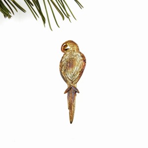 Broszka srebrna- Papuga brązowa