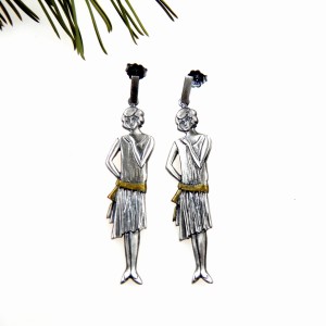 Kolczyki srebrne - Damy Retro na sztyftach