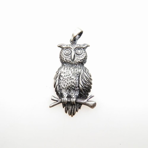 Sowa zawieszka srebrna.