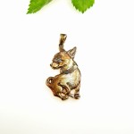 Zawieszka srebrna z Chihuahua brązowa