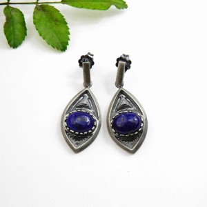Lapis lazuli kolczyki srebrne.