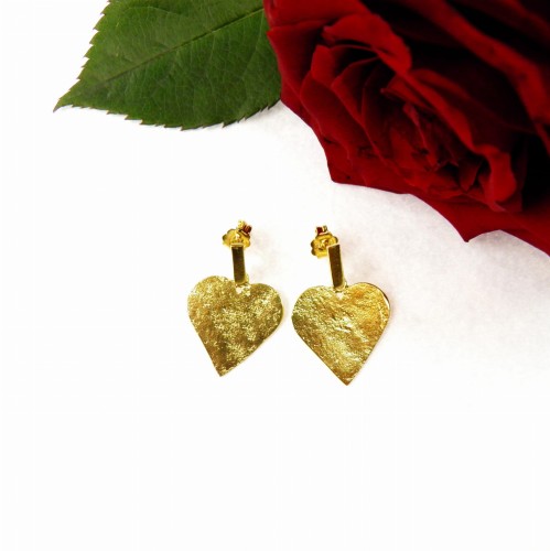 Złote serca kolczyki.
