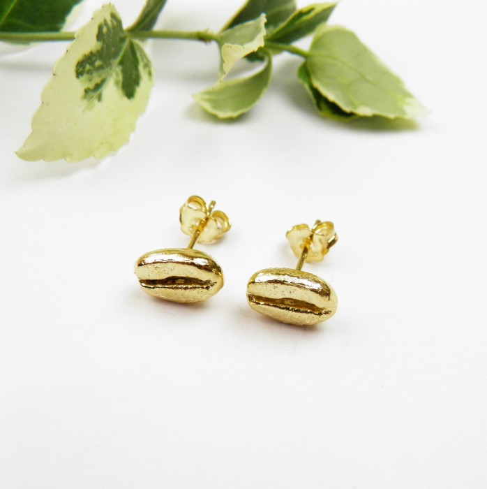 Kolczyki z kawą pozłocone.