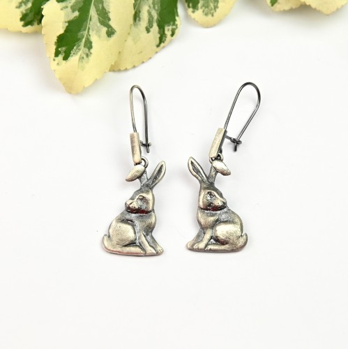 Kolczyki z zajączkami srebrne.