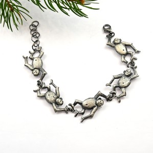 Bransoletka srebrna - Wesołe małpki 