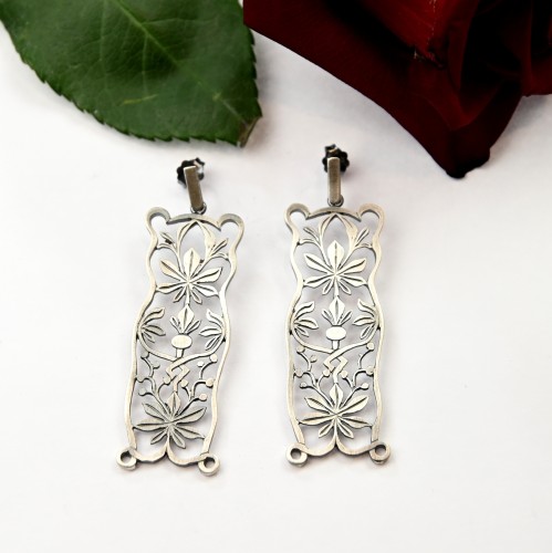 Koronkowa robota kolczyki srebrne.