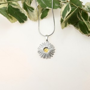 Srebrny wisiorek- Biała cynia