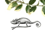 Broszka srebrna - Kameleon szary duży