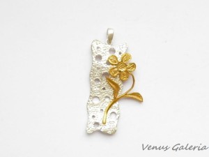 Wisiorek srebrny - Księżycowy kwiat satynowy duży