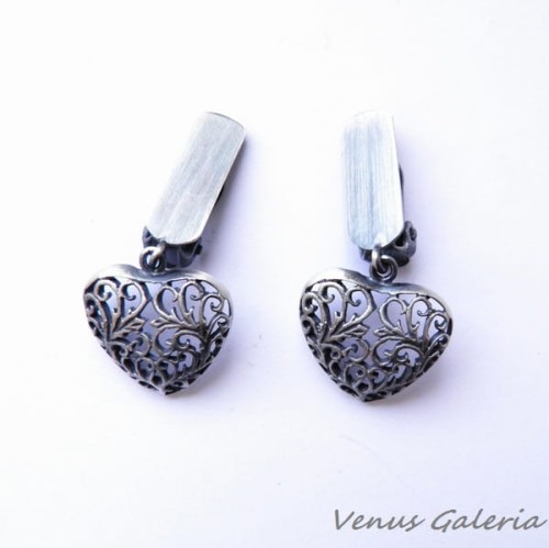 Klipsy srebrne - Heart black