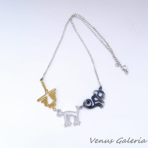 Naszyjnik srebrny- Rysunki z Nazca IX