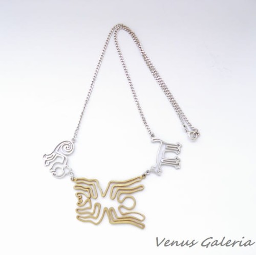 Naszyjnik srebrny- Rysunki z Nazca X