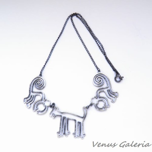 Naszyjnik srebrny- Rysunki z Nazca XI