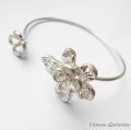 Bransoletka srebrna - Ekstrawaganckie kwiaty białe