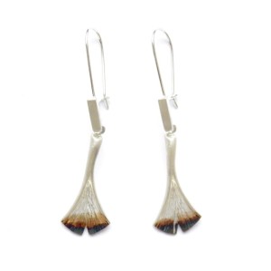 Kolczyki srebrne - Ginko II mini podpalane