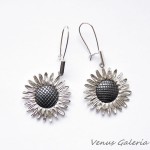 Kolczyki srebrne - Satynowe słoneczniki 