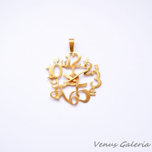 Wisiorek - Ażurowy zegar złoty