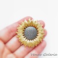 Zawieszka srebrna- Pozłacany słonecznik duży